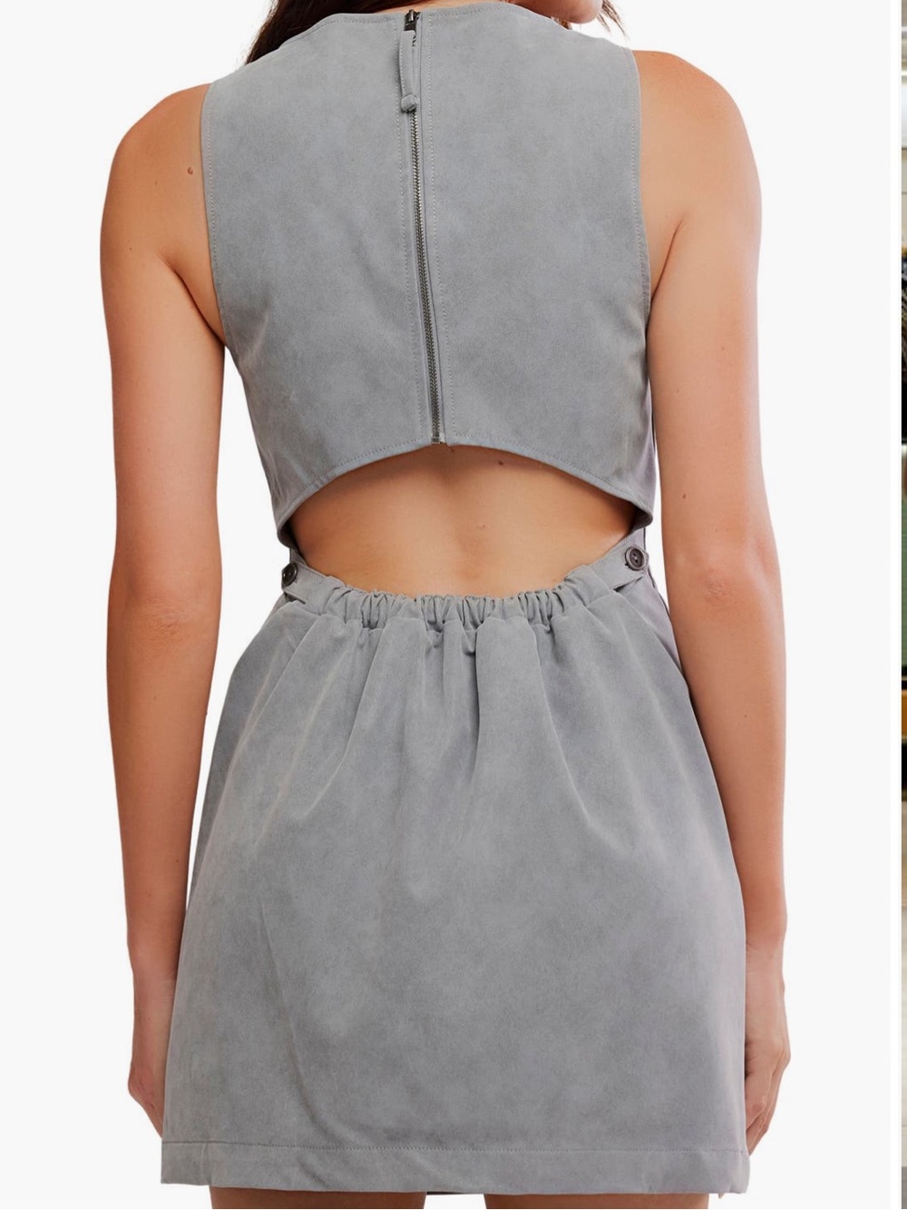 Free People Atlas Suede Mini Dress Dove Grey NWT $148 Super Soft!
